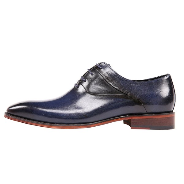 Mens Genuine Leather Cap Toe Lace Up Oxford Dress Shoe With Wood-Like ...