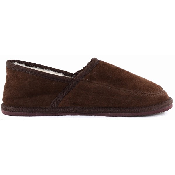 Men's Suede Full Slipper with Wool Lining and Lightweight Sole - Brown ...