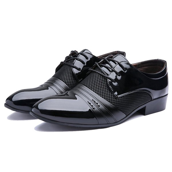 Men's Pointed Toe Pleather Dress Shoes Casual Oxford - Black - CW12I7YP05R