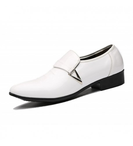 Men's Pointed-Toe Tuxedo Dress Shoes Casual Slip-On Loafer - White ...