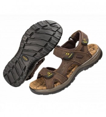 Men's Leather Sports Summer Outdoor Fisherman Beach Sandals - Dark ...