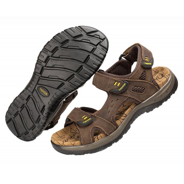 Men's Leather Sports Summer Outdoor Fisherman Beach Sandals - Dark ...