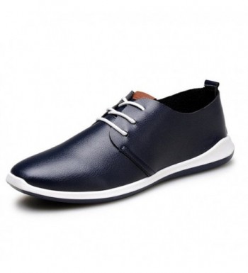Men's Soft Leather Oxfords Shoes - Navy Blue - CA12HQKVZ7Z